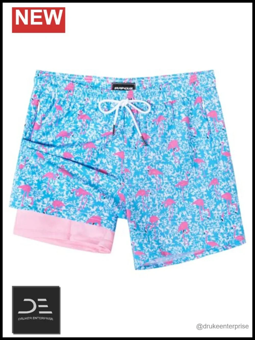 Men's Swim Trunks with Compression Liner 5 Inch Quick Dry Zipper Pockets